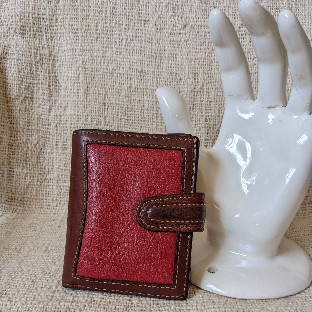 Vintage Coach Sheridan Red Brown Pebbled Leather Wallet